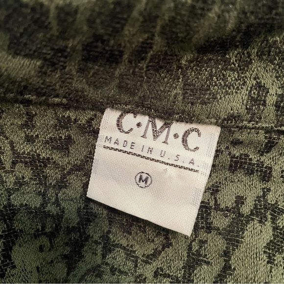 Cmc Vintage Green Tapestry Print Button up Long Coat medium - Picture 9 of 10